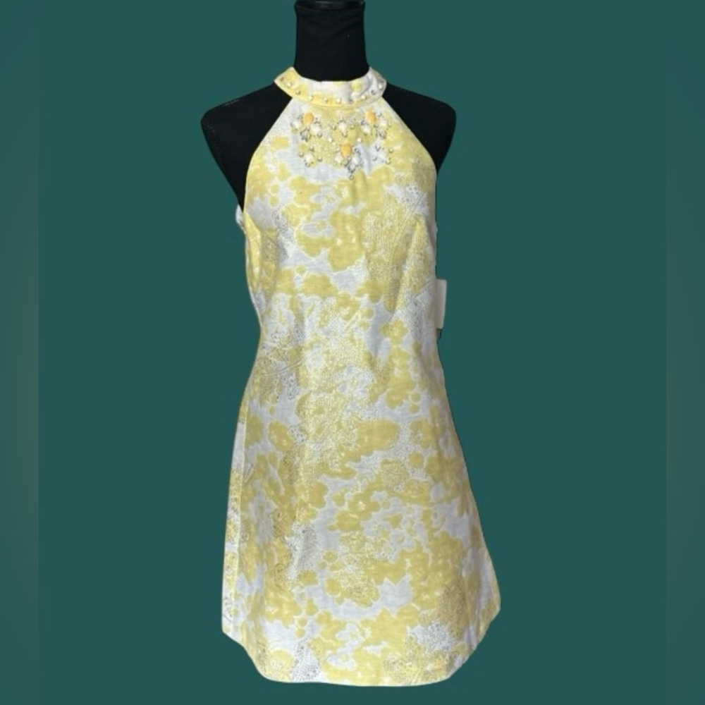 🌟NWT! LAUNDRY BY SHELLI SEGAL! STUNNING COCKTAIL DRESS! RHINESTONES, METALLIC!
